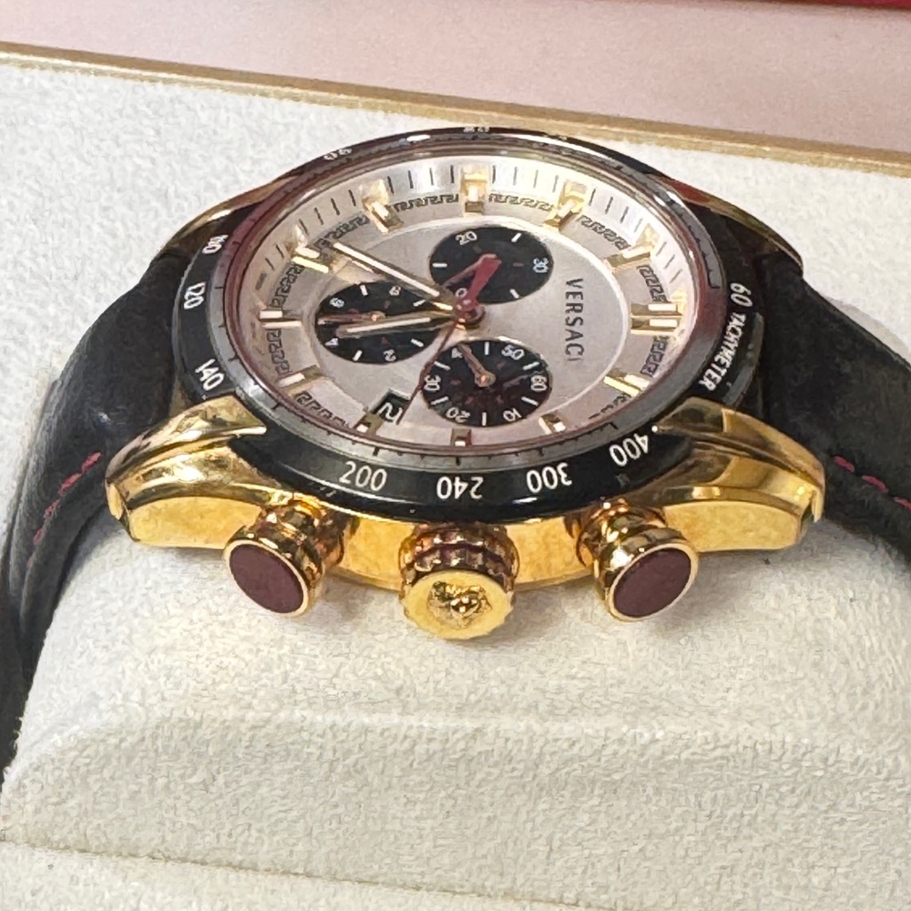 Versace Gold and Black Leather Chronograph Watch - Picture 4 of 17